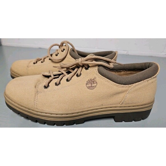 Vintage Timberland Low Cut 67024- Early 2000 Desert Brown Canvas Shoes SZ 11 EUC - Picture 1 of 11